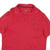 NAUTICA Mens Red Short Sleeve Plain Polo Shirt S Cotton Blend Classic Fit