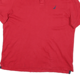 NAUTICA Mens Red Short Sleeve Plain Polo Shirt S Cotton Blend Classic Fit