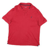 NAUTICA Mens Red Short Sleeve Plain Polo Shirt S Cotton Blend Classic Fit