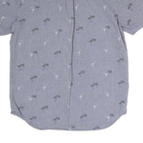 VANS Mens Blue & Grey Short Sleeve Shirt S Flamingo Palm Print Casual