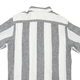 LEVI'S Mens Grey & White Striped Shirt M Cotton Blend Casual Short Sleeve Summer