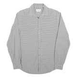 CALVIN KLEIN Mens Grey Check Shirt L Classic Collar Cotton Blend Long Sleeve