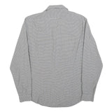 CALVIN KLEIN Mens Grey Check Shirt L Classic Collar Cotton Blend Long Sleeve