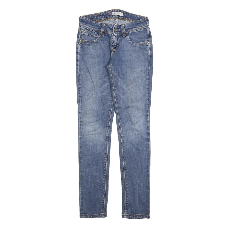 LEVI'S 571 Womens Jeans Blue Slim Skinny Denim Light W26 L30 Slim Fit Zip
