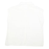 ACKERMAN Womens White Cotton Blend Sleeveless Button Neck Shirt M Casual