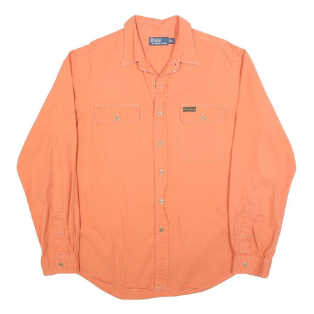 POLO RALPH LAUREN Mens Orange Classic Button Shirt XL Cotton Blend Casual