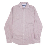 TOMMY HILFIGER Mens Red & White Shirt L Classic Fit Cotton Long Sleeve Button