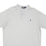 POLO RALPH LAUREN Mens Light Grey Short Sleeve Plain L Cotton Blend Polo Shirt