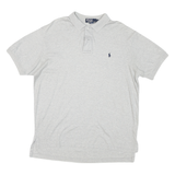 POLO RALPH LAUREN Mens Light Grey Short Sleeve Plain L Cotton Blend Polo Shirt