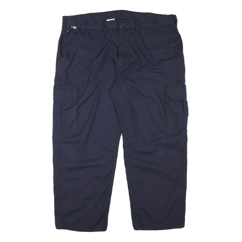 CARHARTT Mens Cotton Blend Navy Blue Regular Cargo Trousers W44 L29 Workwear