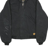 NOBLE OUTFITTERS Mens Black Cotton Blend Hooded Zip Jacket L Casual Workwear