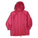 Womens Red Hooded Zip Jacket M Polyester Blend Plain Lightweight Casual