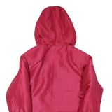 Womens Red Hooded Zip Jacket M Polyester Blend Plain Lightweight Casual