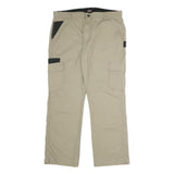 DICKIES Mens Cotton Blend Beige Regular Straight Trousers W36 L30 Workwear Zip