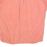 TOMMY HILFIGER Womens Coral Pink Basic Top Short Sleeve Button Neck L Casual