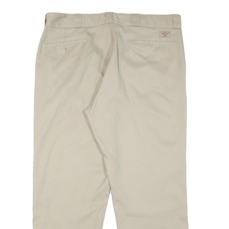 DICKIES Mens Regular Fit Beige Cotton Blend Trousers W40 L28 Zip Closure