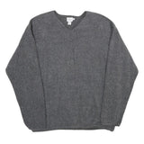 CALVIN KLEIN JEANS Mens Grey Plain Jumper V-Neck Basic Knit L Cotton Blend