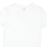 LACOSTE Mens White V-Neck Cotton Blend T-Shirt M Short Sleeve Classic