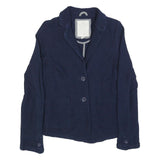 WHITE STUFF Womens Navy Blue Button Jacket UK 10 Cotton Casual Tailored Blazer