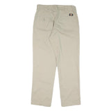 DICKIES Mens Cotton Blend Beige Regular Fit Straight Trousers W32 L30 Casual
