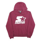 STARTER Mens Maroon Hoodie L Cotton Blend Pullover Classic Logo Hooded