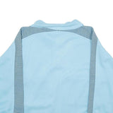 Mens Blue Sweatshirt Polo Collar S Striped Zip Pockets Cotton Blend Pullover