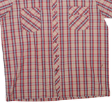 FRIENDSHIP Mens Beige & Red Check Shirt XL Short Sleeve Button Front Casual