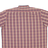 FRIENDSHIP Mens Beige & Red Check Shirt XL Short Sleeve Button Front Casual