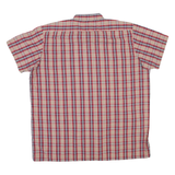 FRIENDSHIP Mens Beige & Red Check Shirt XL Short Sleeve Button Front Casual