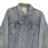 LEVI'S Mens Blue Denim Jacket L Cotton Blend Button Closure Classic Fit Casual