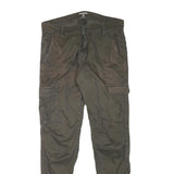 ICONO Mens Cotton Blend Slim Tapered Trousers Cargo W32 L31 Casual Utility