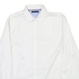 TOMMY HILFIGER Mens White Plain Shirt L Classic Formal Button Down Collar