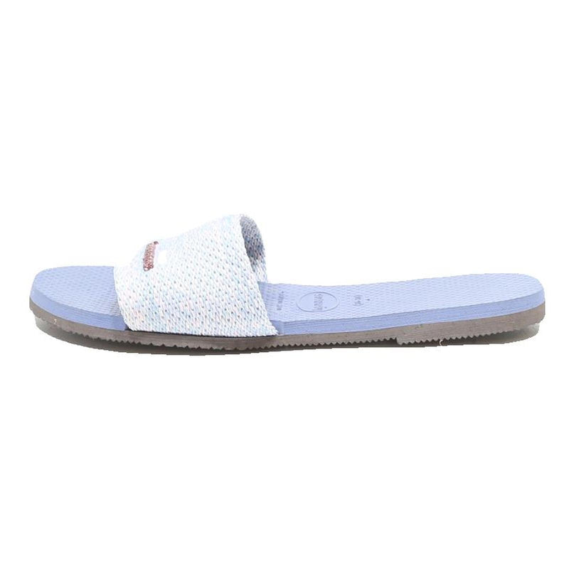 HAVAIANAS Slide Womens Sandals White Blue Synthetic UK 3 Summer Beach Wear