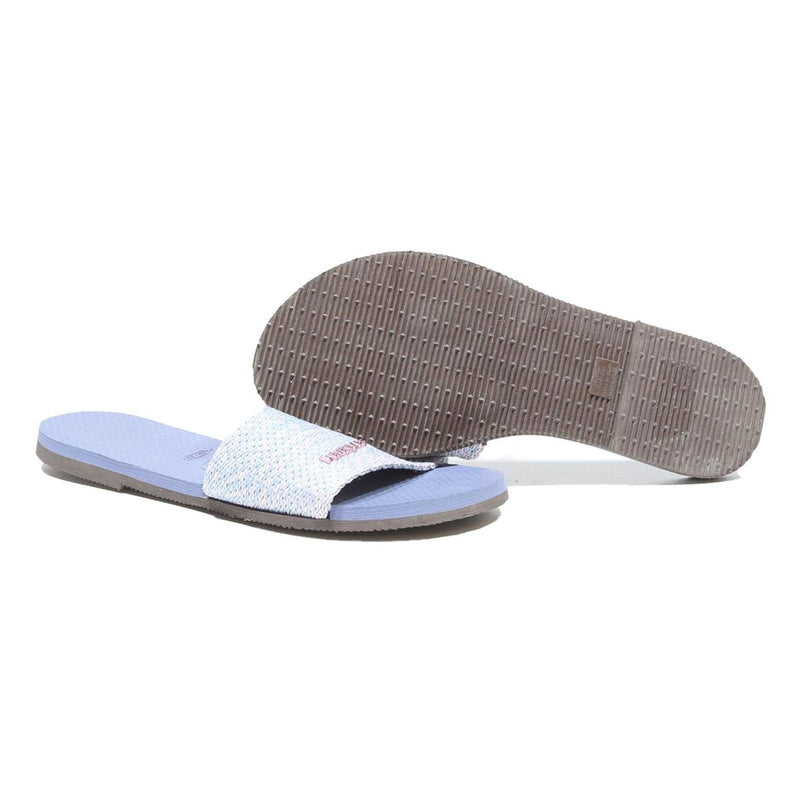 HAVAIANAS Slide Womens Sandals White Blue Synthetic UK 3 Summer Beach Wear