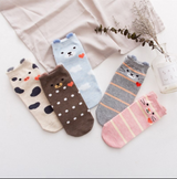 Anyfootwear 5 Pairs One Size 5-9 Mixed Color Farm Animals Cartoon Socks Spring Summer Fashion Cotton Cute Happy Funny Casual Socks For Women