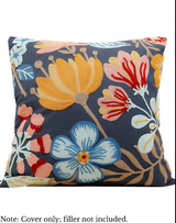 Anypillow Dark Blue Floral Embroidered Pillowcase Decorative Cushion Cover