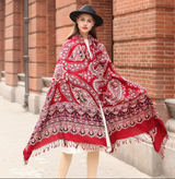 Anyyou 100% Merino Wool Claret Silk Satin Large Winter Scarf Pashmina Shawl Bandana Perfect For Women Ladies Fashion Style