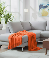 Anycozy Orange Faux Cashmere Throw Blanket – Diamond Knit Sofa Cover & Home Decor Accent