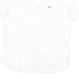 LACOSTE Mens White Cotton Blend Short Sleeve Shirt M Classic Logo Casual