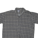 ALTERNATIVE Mens Black & White Pattern Rayon Shirt XL Casual Short Sleeve