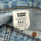 560 Levis Jeans - 32W 36L Light Wash Cotton