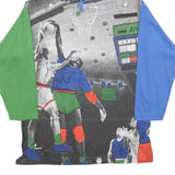 MOSKITO Boys Blue & Green Basketball Graphic Cotton Blend Hoodie L Colourblock