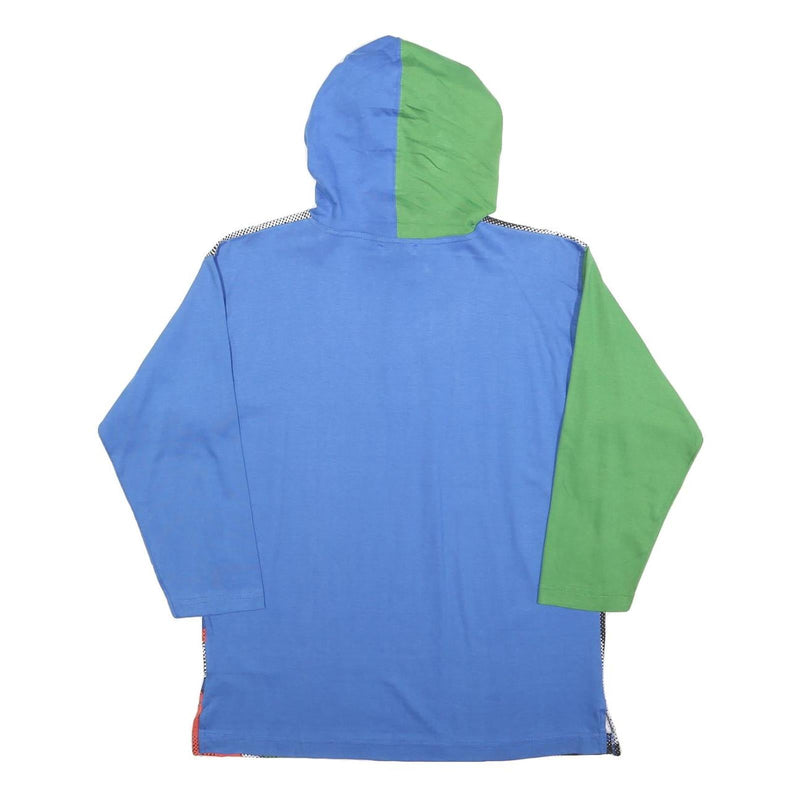 MOSKITO Boys Blue & Green Basketball Graphic Cotton Blend Hoodie L Colourblock