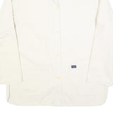 TRESORS DES OCEANS Womens White Button Cotton Blend Jacket M Plain Casual Smart