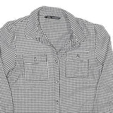ZARA Womens Black & White Printed Shirt Long Sleeve Collared S Houndstooth