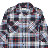 Mens Blue Black & Red Cotton Plaid Shirt XL Casual Button-Up Long Sleeve