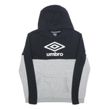 UMBRO Boys Black & Grey Cotton Blend Hoodie XL Colourblock Pullover Casual