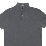 TOMMY HILFIGER Mens Grey Cotton Blend Short Sleeve Polo Shirt XS Button Collar