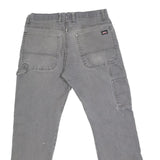 DICKIES Mens Grey Regular Fit Straight Denim Jeans Cotton Blend W33 L27 Workwear