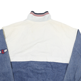 Womens Blue & White Denim Cotton Button Jacket M Casual Lightweight Retro